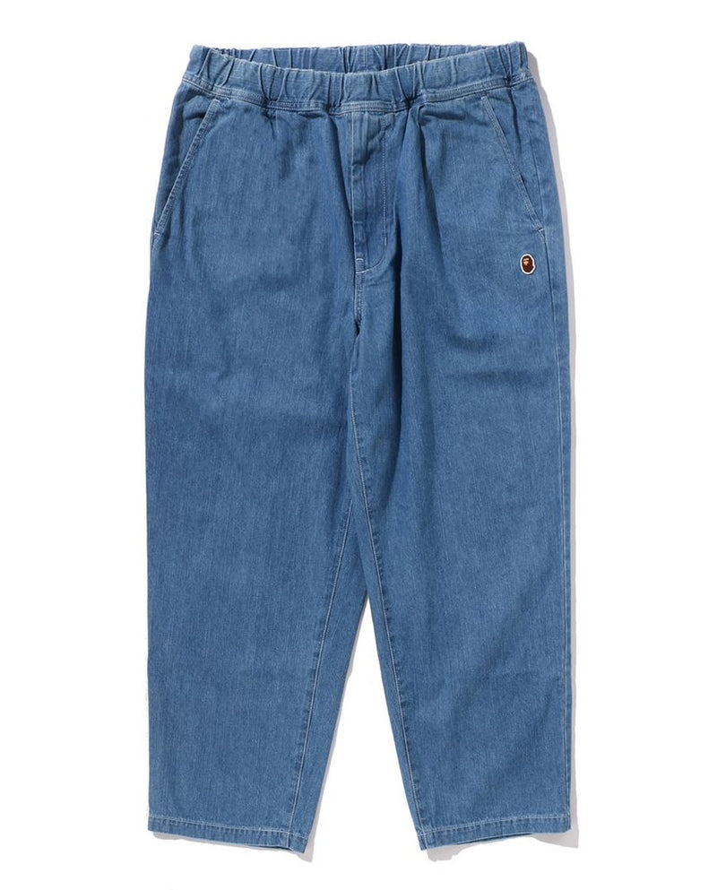 A BATHING APE ONE POINT 1 PLEAT ELASTICATED DENIM PANTS