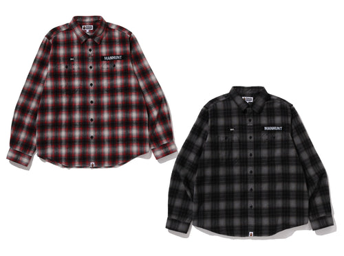 A BATHING APE FLANNEL CHECK TACTICAL SHIRT