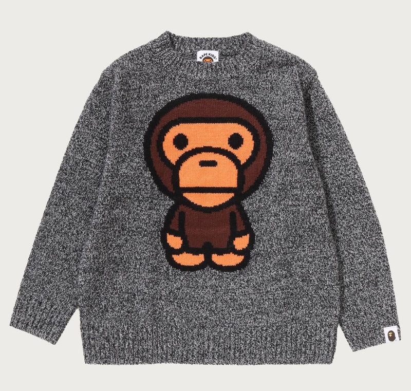 A BATHING APE BAPE KIDS BABY MILO MELANGE KNIT SWEATER