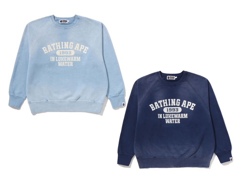 A BATHING APE DESTROY WASHED EFFECT RELAXED FIT CREWNECK SWEAT SHIRT