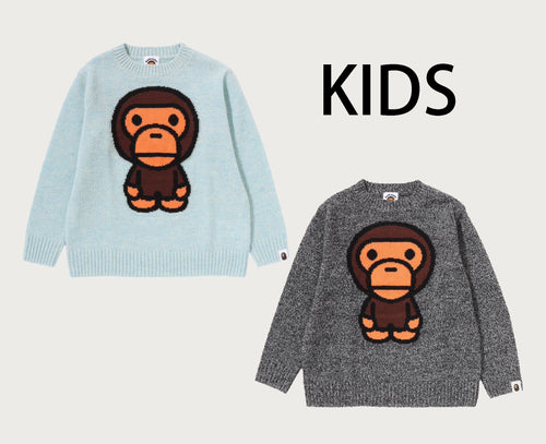 A BATHING APE BAPE KIDS BABY MILO MELANGE KNIT SWEATER