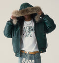 A BATHING APE CROC PATTERN LEATHER JACKET