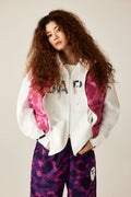 A BATHING APE Ladies' MULTI CAMO CRYSTAL LOGO WIDE ZIP HOODIE