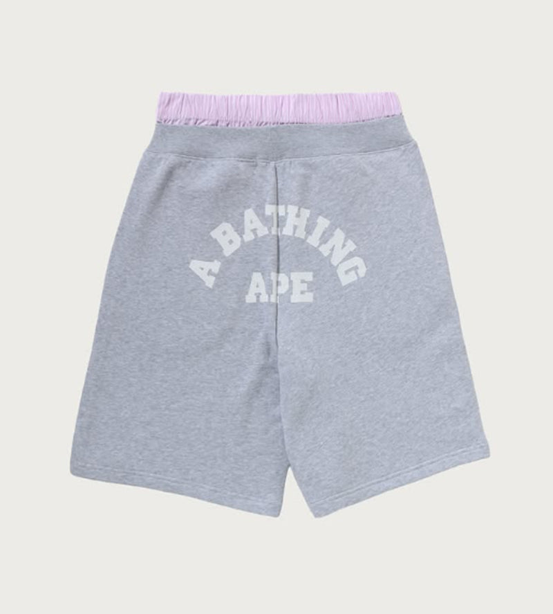 A BATHING APE Ladies' ONE POINT CHECK BOXER LAYERED SWEAT JORTS