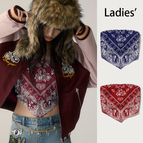 A BATHING APE Ladies' PAISLEY PATTERN BANDANA SCARF TOP