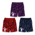 A BATHING APE COLOR CAMO CUTTING SWEAT SHORTS