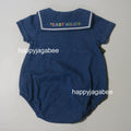 A BATHING APE BAPE KIDS BABY MILO JERSEY DENIM SAILOR COLLAR BODYSUIT