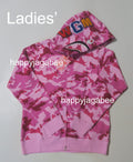 A BATHING APE Ladies' WOODLAND CAMO SHARK FULL ZIP HOODIE