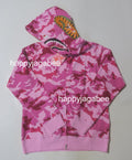 A BATHING APE Ladies' WOODLAND CAMO SHARK FULL ZIP HOODIE
