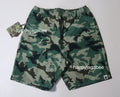 A BATHING APE WOODLAND CAMO BEACH SHORTS
