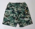 A BATHING APE WOODLAND CAMO BEACH SHORTS