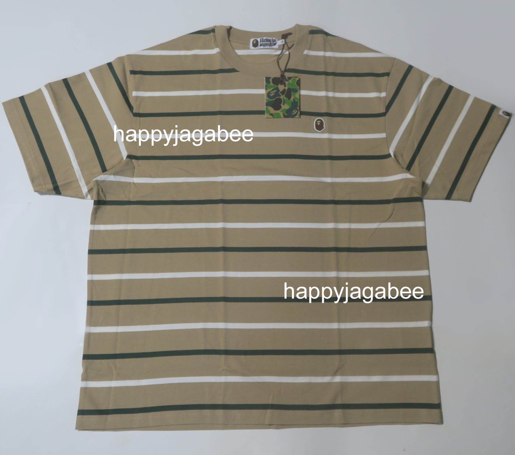 A BATHING APE APE HEAD ONE POINT STRIPE TEE