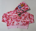 A BATHING APE Ladies' ABC CAMO CRYSTAL STONE SHARK CROPPED FULL ZIP HOODIE