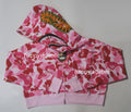 A BATHING APE Ladies' ABC CAMO CRYSTAL STONE SHARK CROPPED FULL ZIP HOODIE