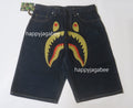 A BATHING APE SHARK DENIM SHORTS