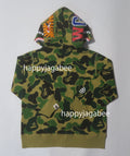 A BATHING APE BAPE KIDS ABC CAMO SHARK ZIP HOODIE