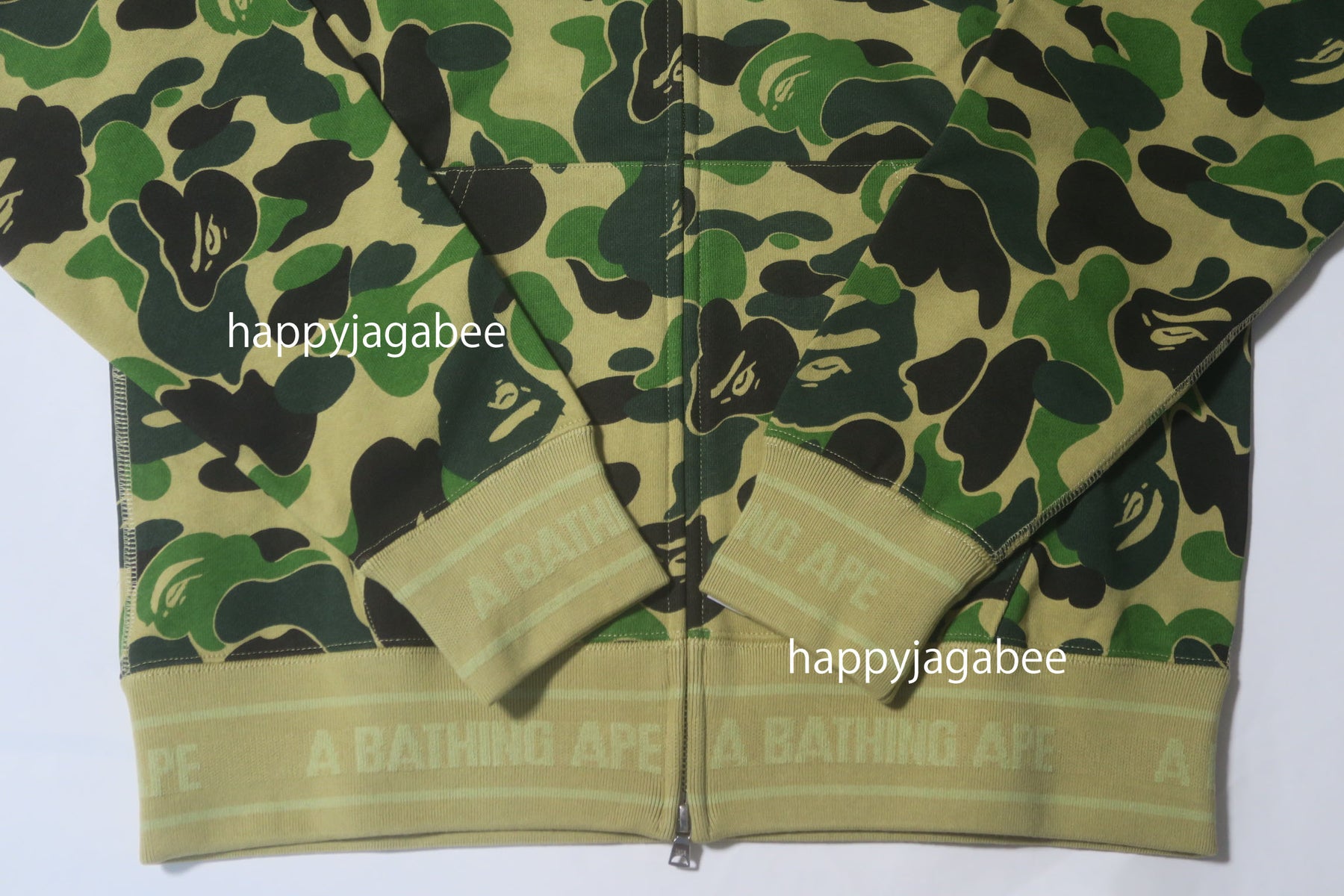 A BATHING APE ABC CAMO LOGO RIB FULL ZIP HOODIE