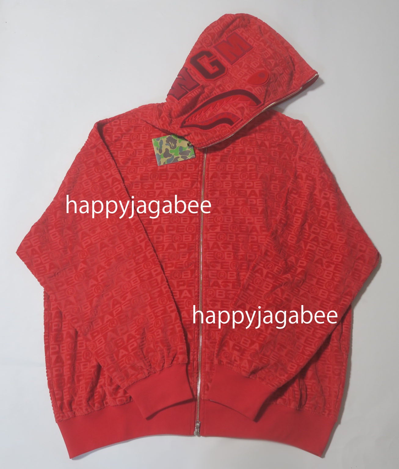 A BATHING APE LUX SPORT PATTERN SHARK RELAXED FIT FULL ZIP