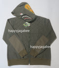 A BATHING APE A RISING BAPE MILITARY SHARK FULL ZIP HOODIE