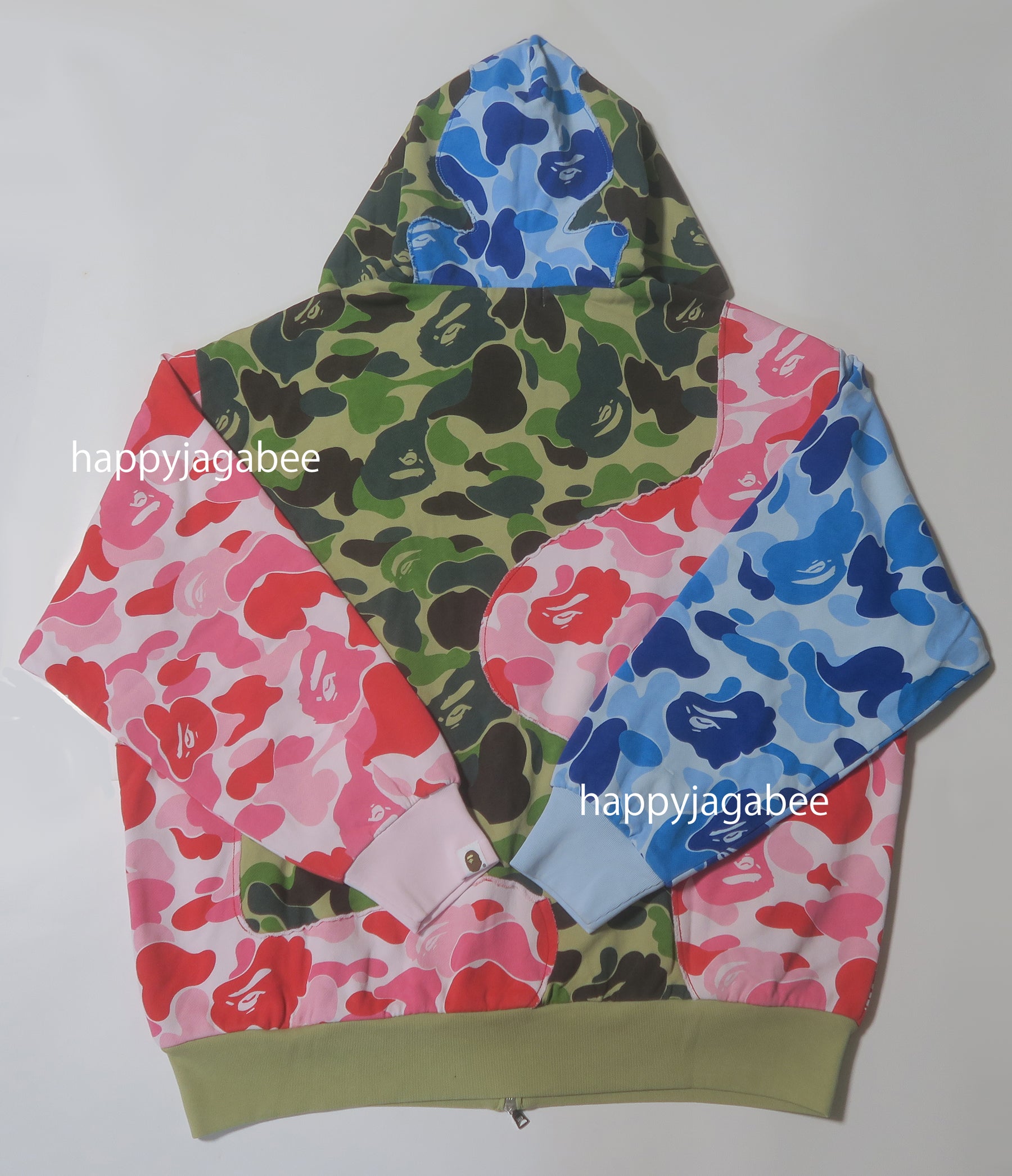 A BATHING APE ABC CAMO PATCHWORK RELAXED FIT ZIP HOODIE 