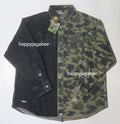 A BATHING APE 1ST CAMO BLOCKING DESTORYED HEAVY WASH LOGO L/S SHIRT
