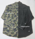 A BATHING APE 1ST CAMO BLOCKING DESTORYED HEAVY WASH LOGO L/S SHIRT