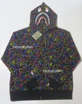 A BATHING APE NEON CAMO SHARK FULL ZIP HOODIE