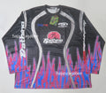A BATHING APE FLAME PATTERN MULTI LOGO RELAXED FIT FOOTBALL JERSEY