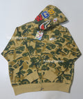 A BATHING APE BAPE x KIDSUPER CAMO SHARK FULL ZIP HOODIE
