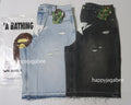 A BATHING APE DESTROYED STA RELAXED FIT 13oz DENIM SHORTS