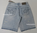 A BATHING APE DESTROYED STA RELAXED FIT 13oz DENIM SHORTS