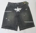 A BATHING APE DESTROYED STA RELAXED FIT 13oz DENIM SHORTS