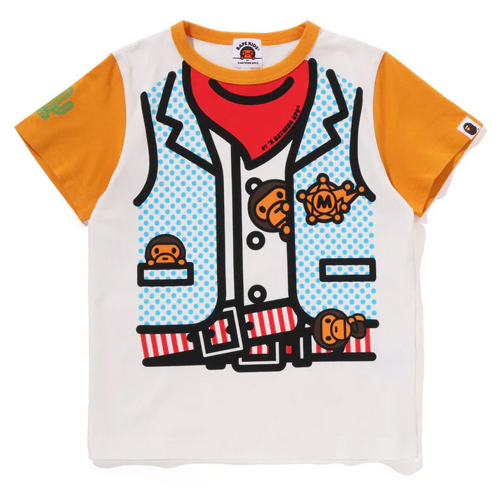 A BATHING APE BAPE KIDS BABY MILO SHERIFF VEST PRINT TEE