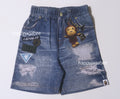 A BATHING APE BAPE KIDS BAPE DENIM PRINT SWEAT SHORTS