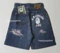 A BATHING APE BAPE KIDS BAPE DENIM PRINT SWEAT SHORTS