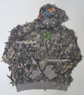 A BATHING APE TREE EDGE CAMO LASER CUT CROPPED SHARK FULL ZIP HOODIE