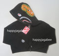 A BATHING APE Ladies' SHARK CROPPED FULL ZIP HOODIE
