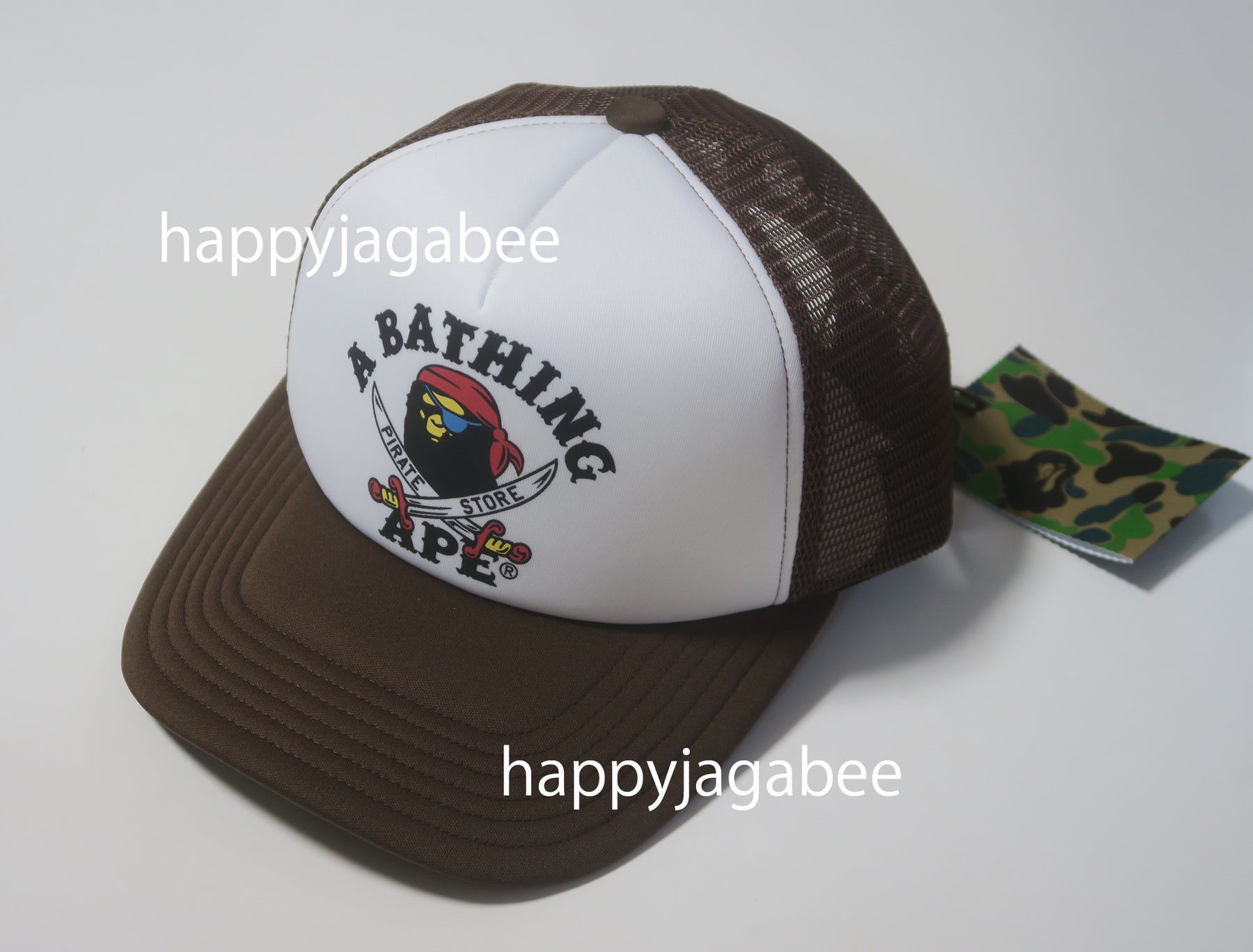A BATHING APE APE CROSSBONE COLLEGE MESH CAP – happyjagabee