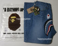 A BATHING APE SHARK LOOSE FIT 13OZ DENIM PANTS