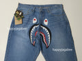 A BATHING APE SHARK LOOSE FIT 13OZ DENIM PANTS