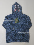 A BATHING APE BAPE KIDS WILD LEOPARD PATTERN SHARK ZIP HOODIE