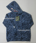 A BATHING APE BAPE KIDS WILD LEOPARD PATTERN SHARK ZIP HOODIE