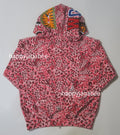 A BATHING APE Ladies' WILD LEOPARD PATTERN MILO SHARK FULL ZIP HOODIE