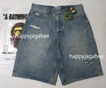 A BATHING APE STA RELAXED FIT DENIM SHORTS
