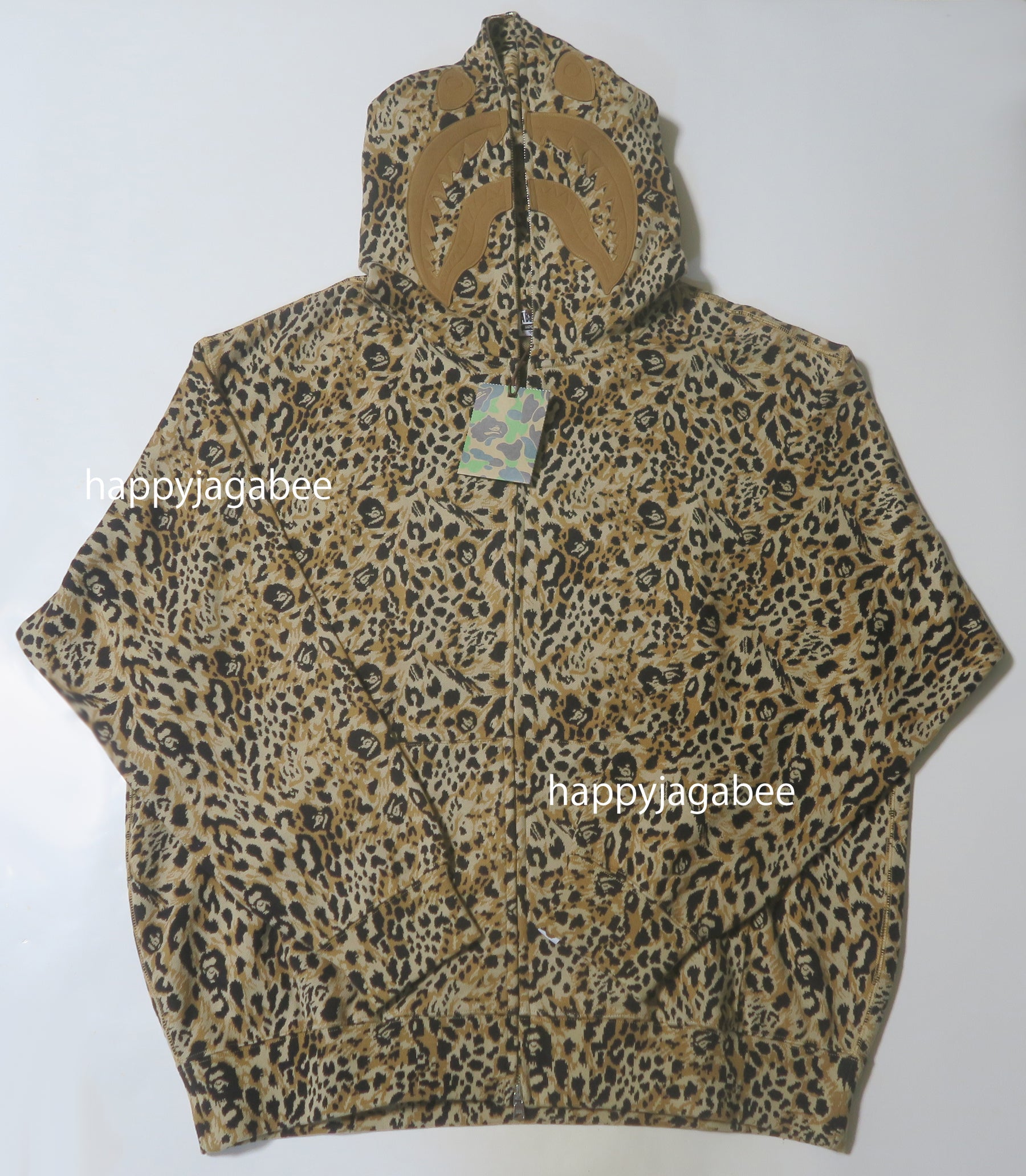 A BATHING APE WILD LEOPARD PATTERN SHARK RELAXED FULL ZIP