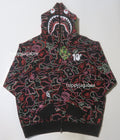 A BATHING APE BAPE x 88RISING GLOW IN THE DARK CAMO SHARK FULL ZIP HOODIE
