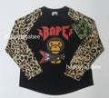 A BATHING APE BAPE KIDS WILD LEOPARD PATTERN BABY MILO RAGLAN L/S TEE