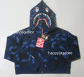 A BATHING APE Ladies' COLOR CAMO CRYSTAL STONE SHARK CROPPED FULL ZIP HOODIE