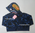 A BATHING APE Ladies' COLOR CAMO CRYSTAL STONE SHARK CROPPED FULL ZIP HOODIE