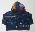 A BATHING APE Ladies' COLOR CAMO CRYSTAL STONE SHARK CROPPED FULL ZIP HOODIE